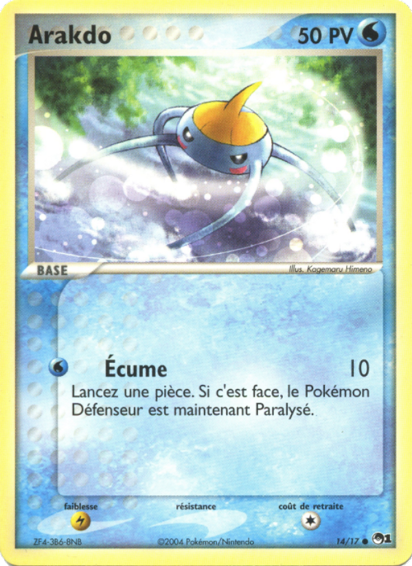 Arakdo 14 — POP Series 1 (French Pokémon TCG card)