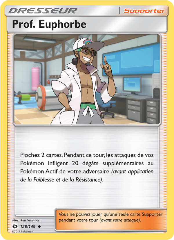 Prof. Euphorbe 128 — Sun & Moon (French Pokémon TCG card)