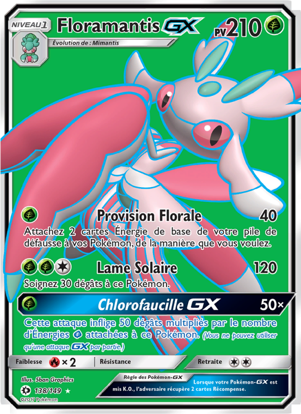 Floramantis GX 138 — Sun & Moon (French Pokémon TCG card)