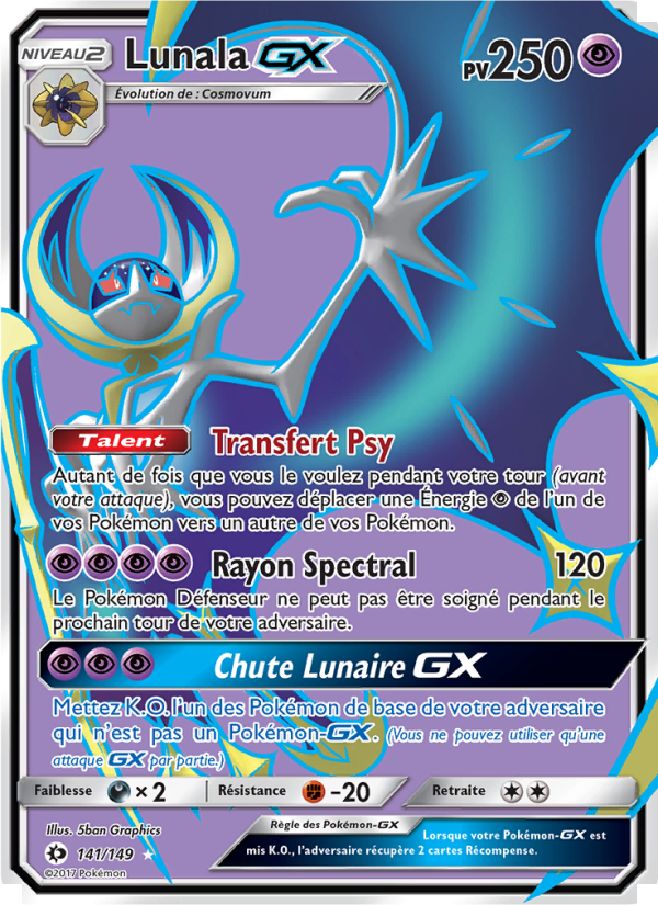 Lunala GX 141 — Sun & Moon (French Pokémon TCG card)