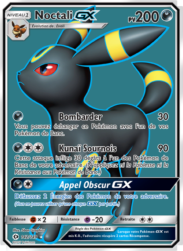 Noctali GX 142 — Sun & Moon (French Pokémon TCG card)