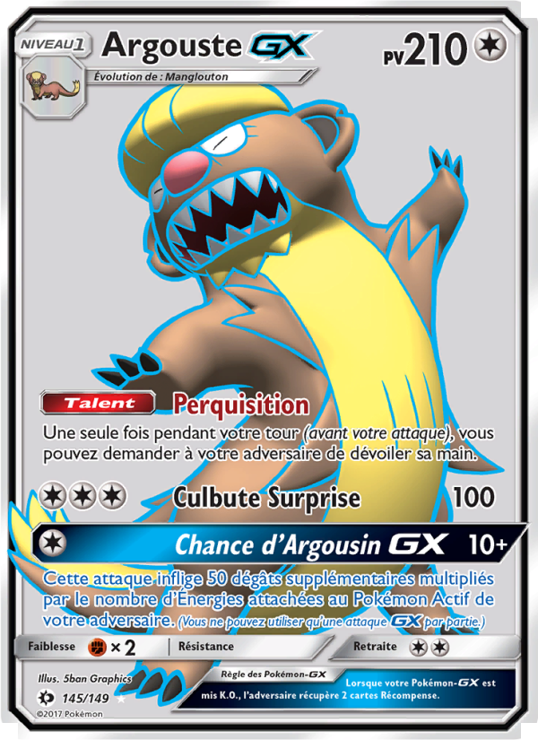 Argouste GX 145 — Sun & Moon (French Pokémon TCG card)