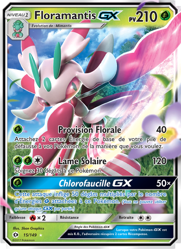 Floramantis GX 15 — Sun & Moon (French Pokémon TCG card)