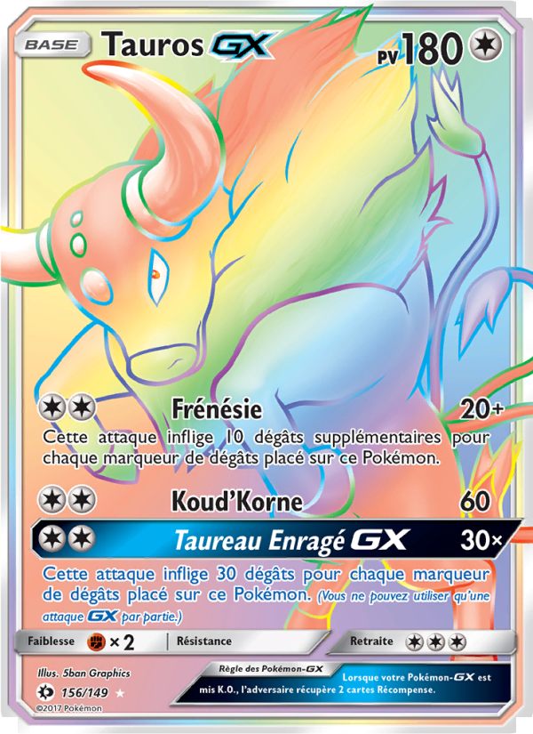 Tauros GX 156 — Sun & Moon (French Pokémon TCG card)