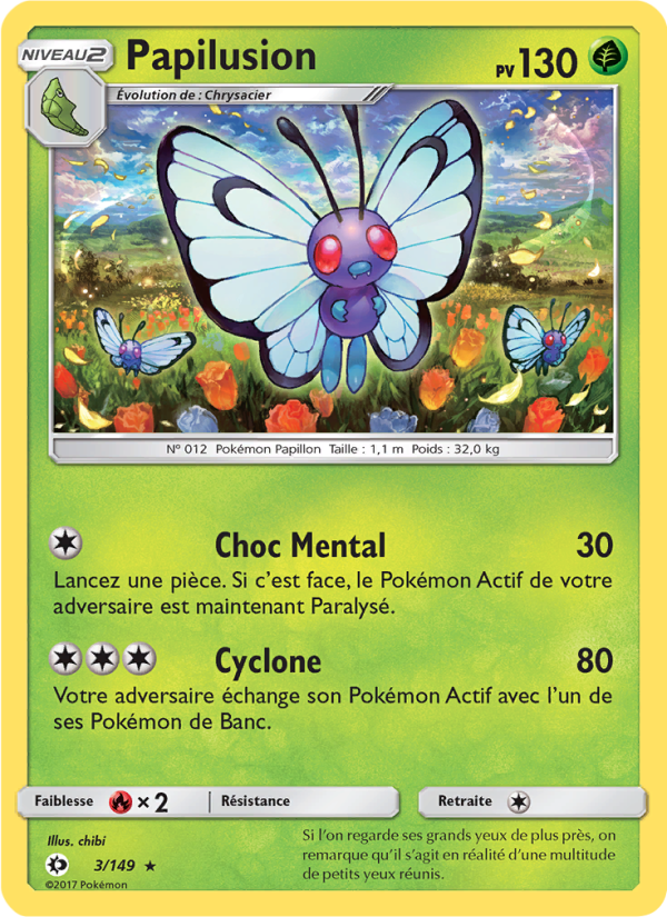 Papilusion 3 — Sun & Moon (French Pokémon TCG card)