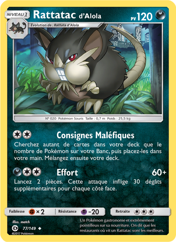 Rattatac d’Alola 77 — Sun & Moon (French Pokémon TCG card)