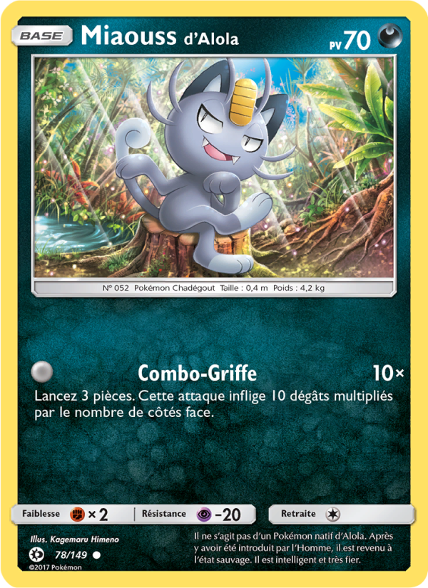 Miaouss d’Alola 78 — Sun & Moon (French Pokémon TCG card)