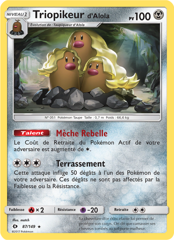 Triopikeur d’Alola 87 — Sun & Moon (French Pokémon TCG card)