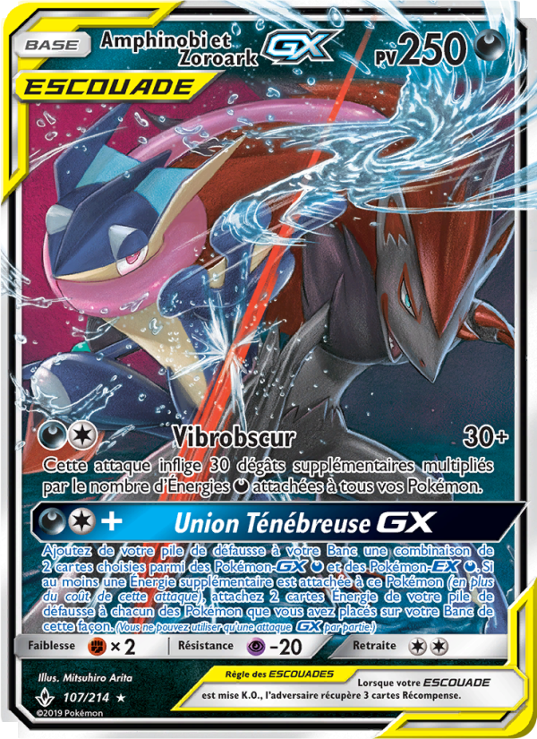Amphinobi et Zoroark GX 107 — Unbroken Bonds (French Pokémon TCG card)