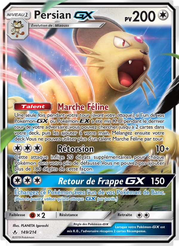 Persian GX 149 — Unbroken Bonds (French Pokémon TCG card)
