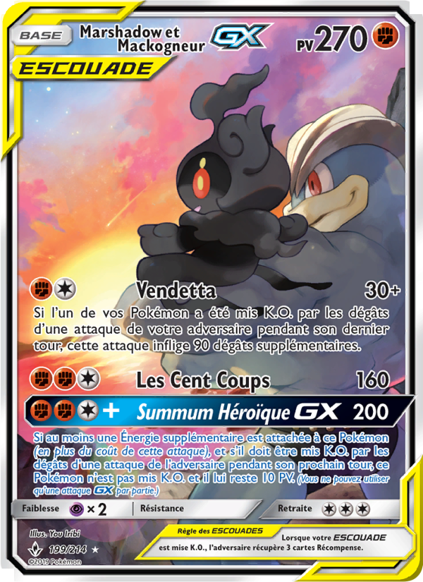 Marshadow et Mackogneur GX 199 — Unbroken Bonds (French Pokémon TCG card)