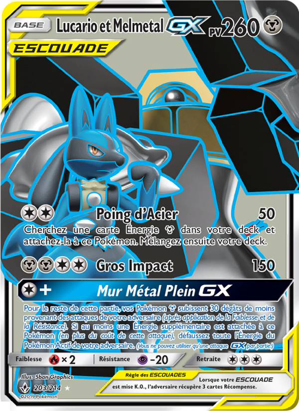 Lucario et Melmetal GX 203 — Unbroken Bonds (French Pokémon TCG card)
