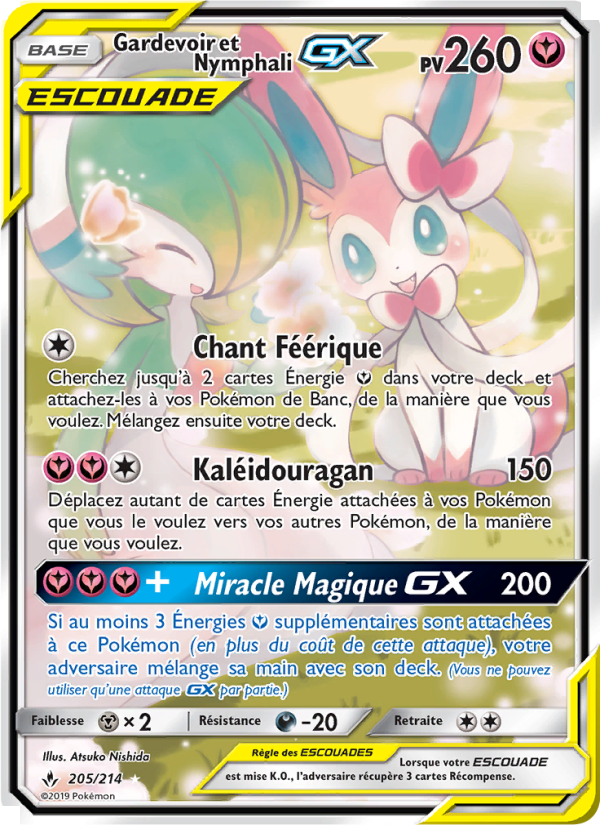 Gardevoir et Nymphali GX 205 — Unbroken Bonds (French Pokémon TCG card)