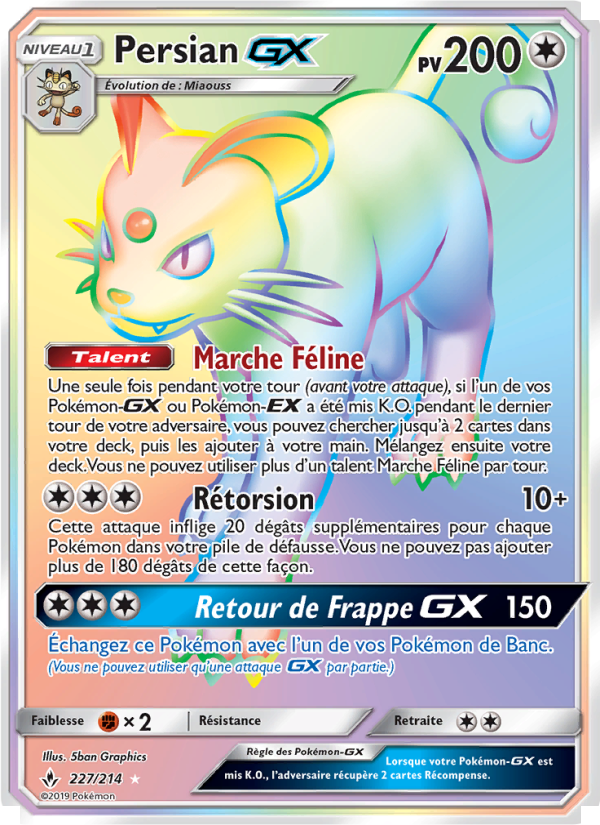 Persian GX 227 — Unbroken Bonds (French Pokémon TCG card)