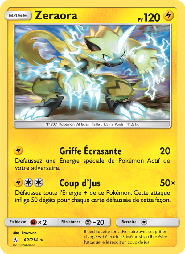 Zeraora 60 — Unbroken Bonds (French Pokémon TCG card)