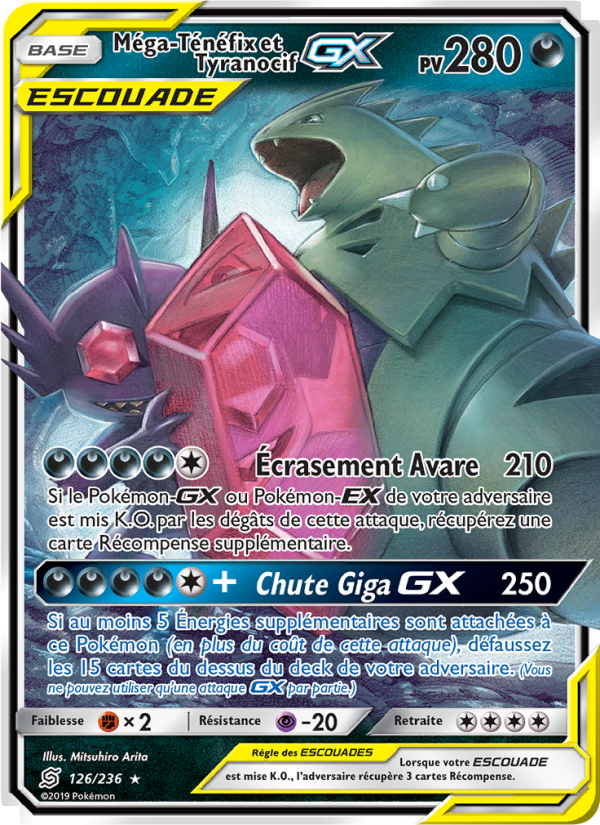 Méga-Ténéfix et Tyranocif GX 126 — Unified Minds (French Pokémon TCG card)