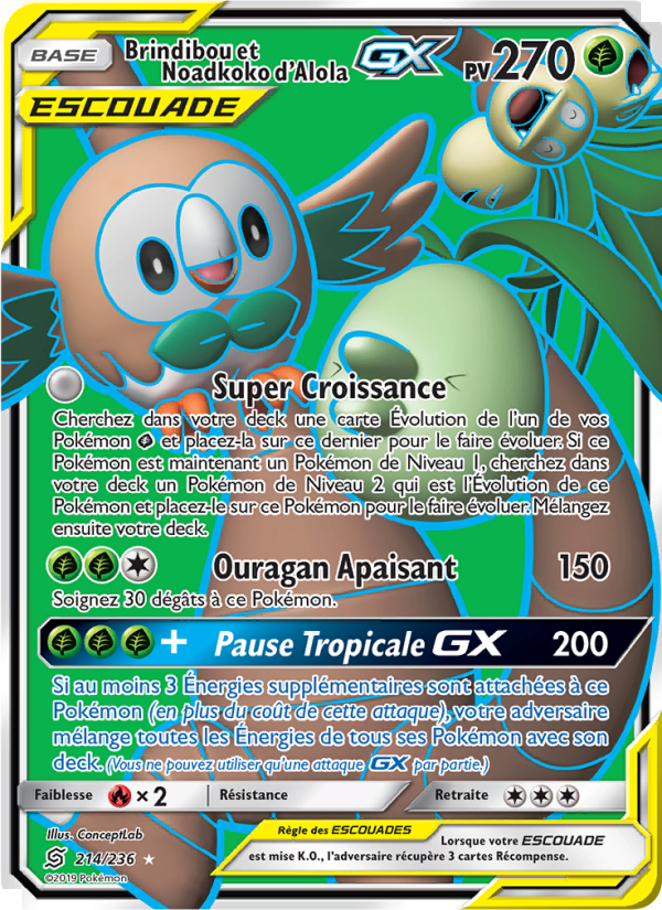 Brindibou et Noadkoko d’Alola GX 214 — Unified Minds (French Pokémon TCG card)