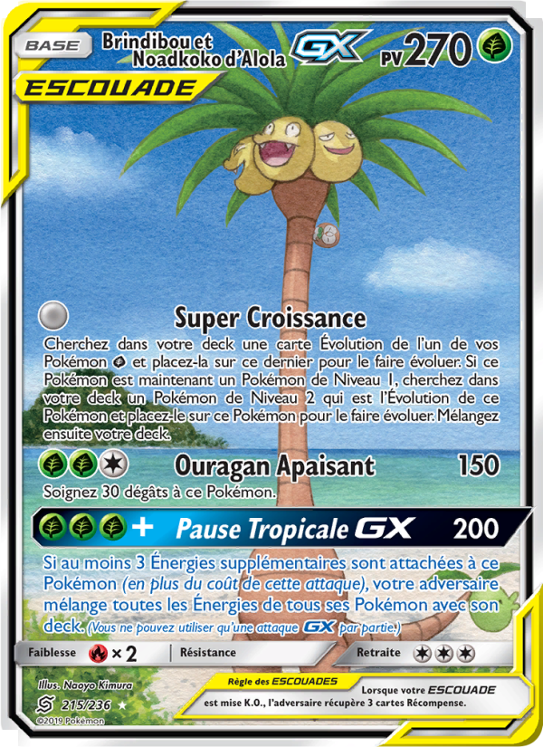 Brindibou et Noadkoko d’Alola GX 215 — Unified Minds (French Pokémon TCG card)