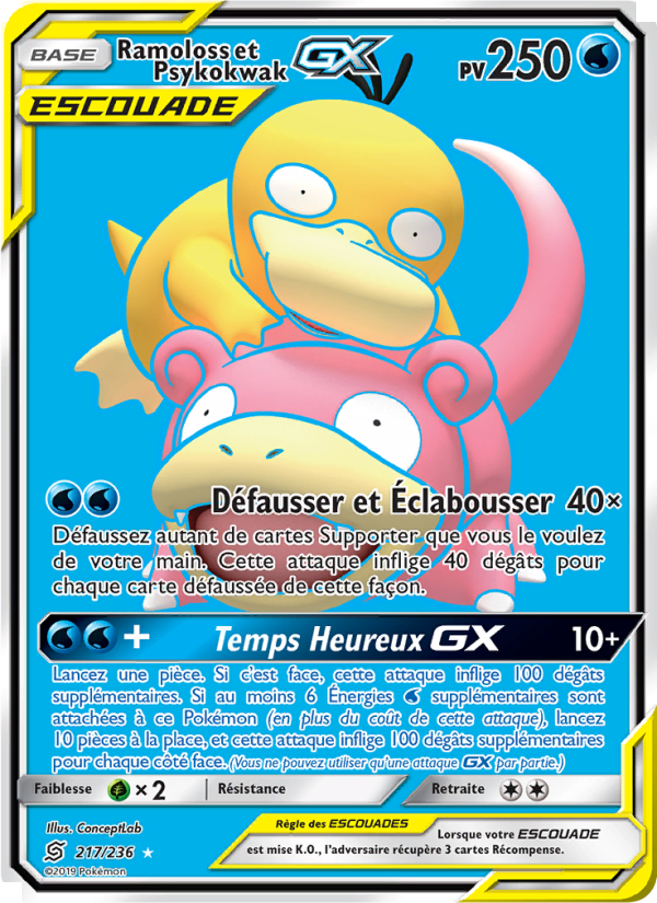 Ramoloss et Psykokwak GX 217 — Unified Minds (French Pokémon TCG card)