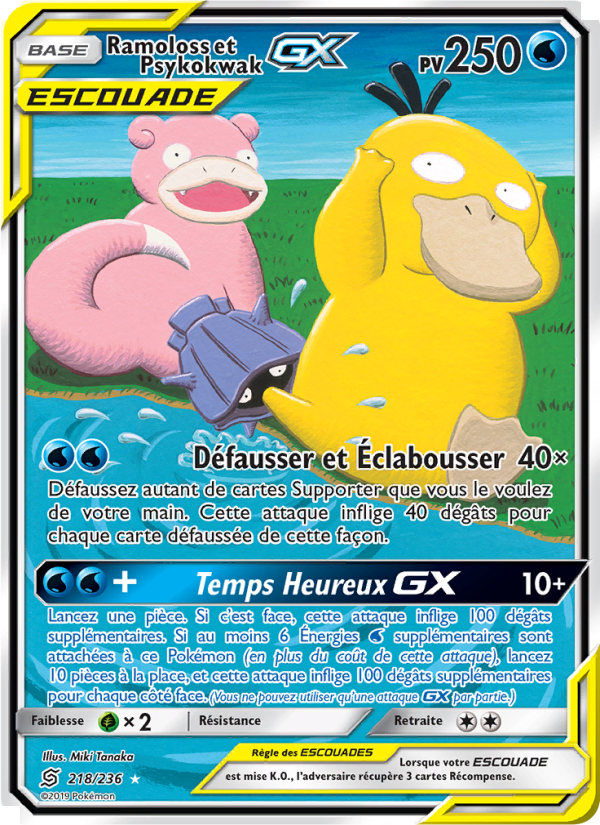 Ramoloss et Psykokwak GX 218 — Unified Minds (French Pokémon TCG card)