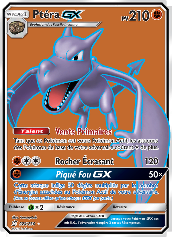 Ptéra GX 224 — Unified Minds (French Pokémon TCG card)