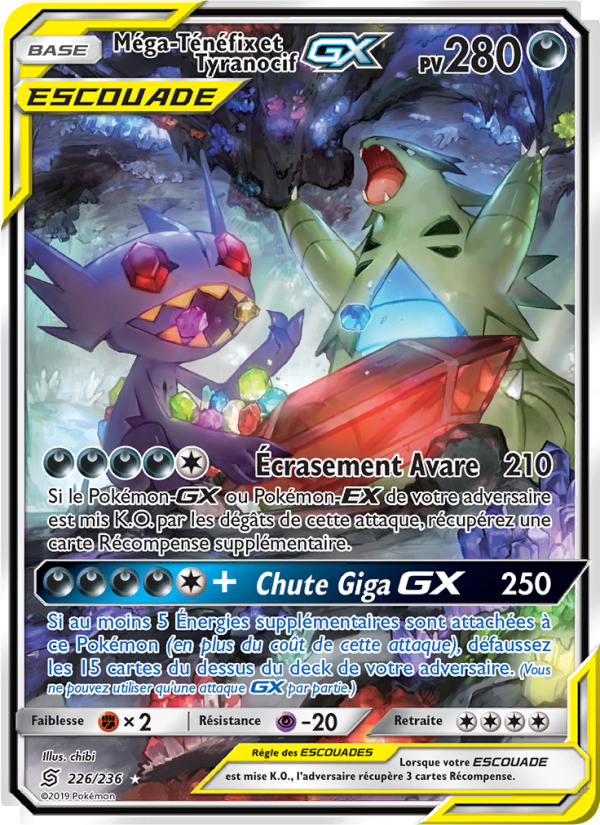 Méga-Ténéfix et Tyranocif GX 226 — Unified Minds (French Pokémon TCG card)