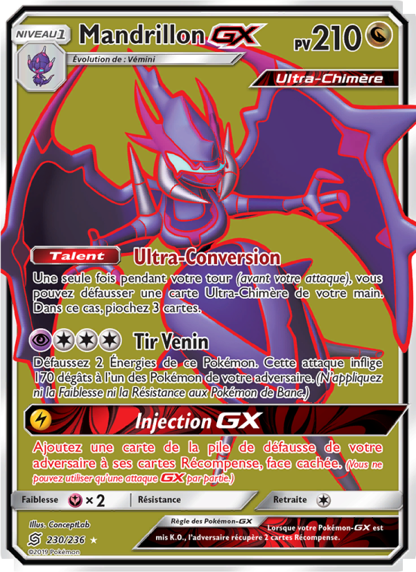 Mandrillon GX 230 — Unified Minds (French Pokémon TCG card)