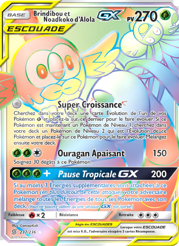 Brindibou et Noadkoko d’Alola GX 237 — Unified Minds (French Pokémon TCG card)