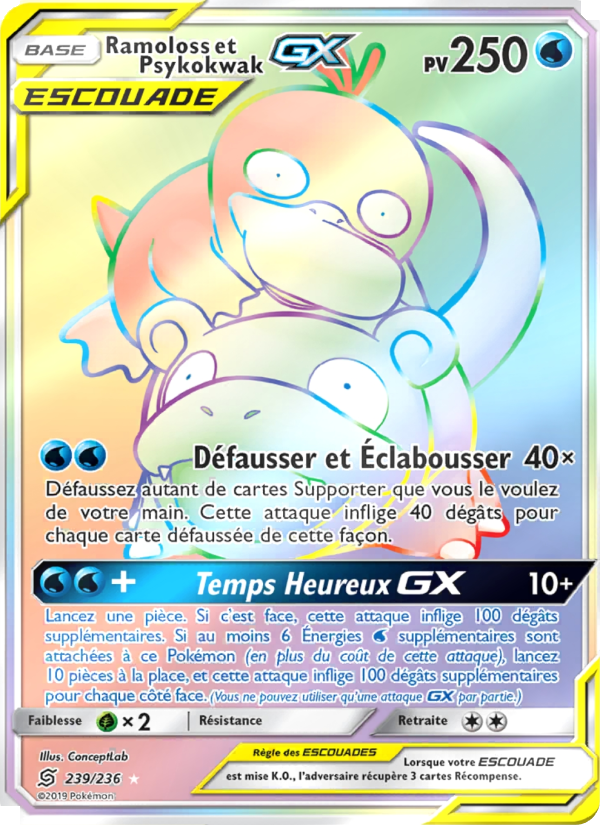 Ramoloss et Psykokwak GX 239 — Unified Minds (French Pokémon TCG card)