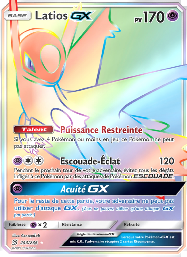 Latios GX 243 — Unified Minds (French Pokémon TCG card)