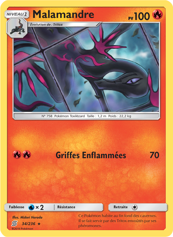 Malamandre 34 — Unified Minds (French Pokémon TCG card)