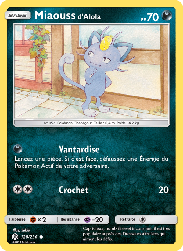 Miaouss d’Alola 128 — Cosmic Eclipse (French Pokémon TCG card)