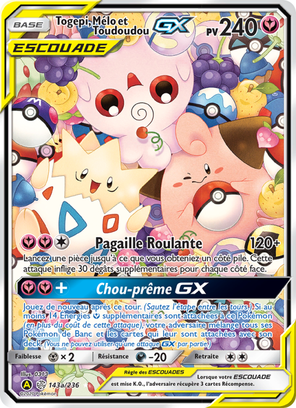 Togepi, Mélo et Toudoudou GX 143 — Cosmic Eclipse (French Pokémon TCG card)