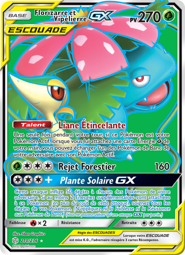 Florizarre et Vipélierre GX 210 — Cosmic Eclipse (French Pokémon TCG card)