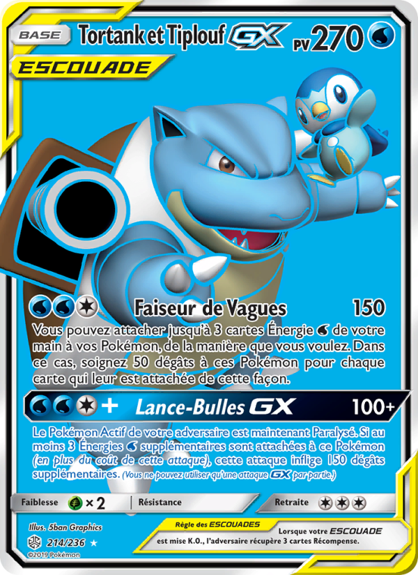 Tortank et Tiplouf GX 214 — Cosmic Eclipse (French Pokémon TCG card)