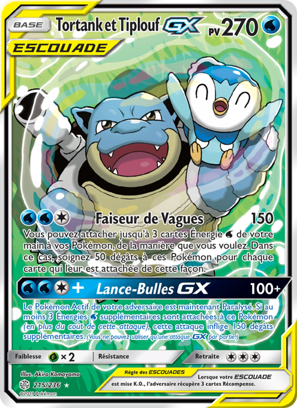 Tortank et Tiplouf GX 215 — Cosmic Eclipse (French Pokémon TCG card)