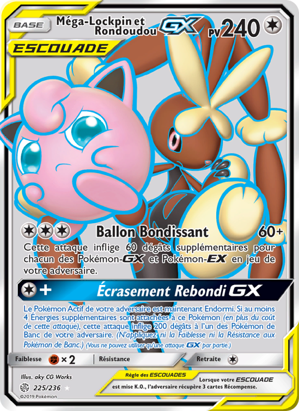 Méga-Lockpin et Rondoudou GX 225 — Cosmic Eclipse (French Pokémon TCG card)