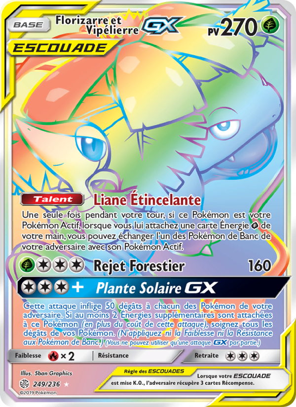 Florizarre et Vipélierre GX 249 — Cosmic Eclipse (French Pokémon TCG card)