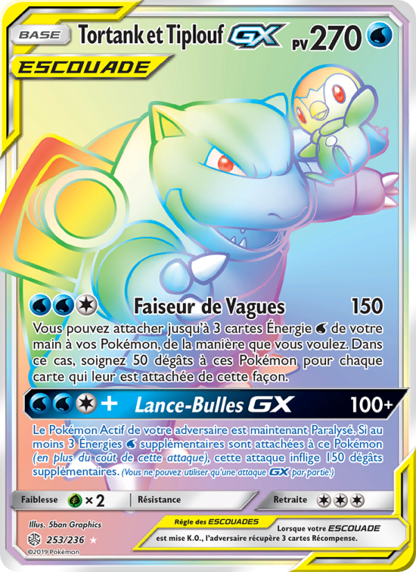 Tortank et Tiplouf GX 253 — Cosmic Eclipse (French Pokémon TCG card)