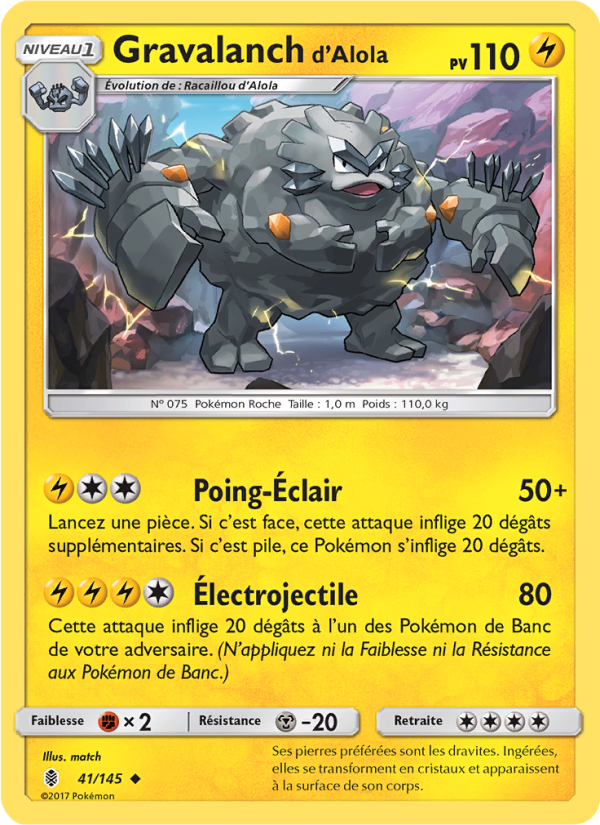 Gravalanch d’Alola 41 — Guardians Rising (French Pokémon TCG card)