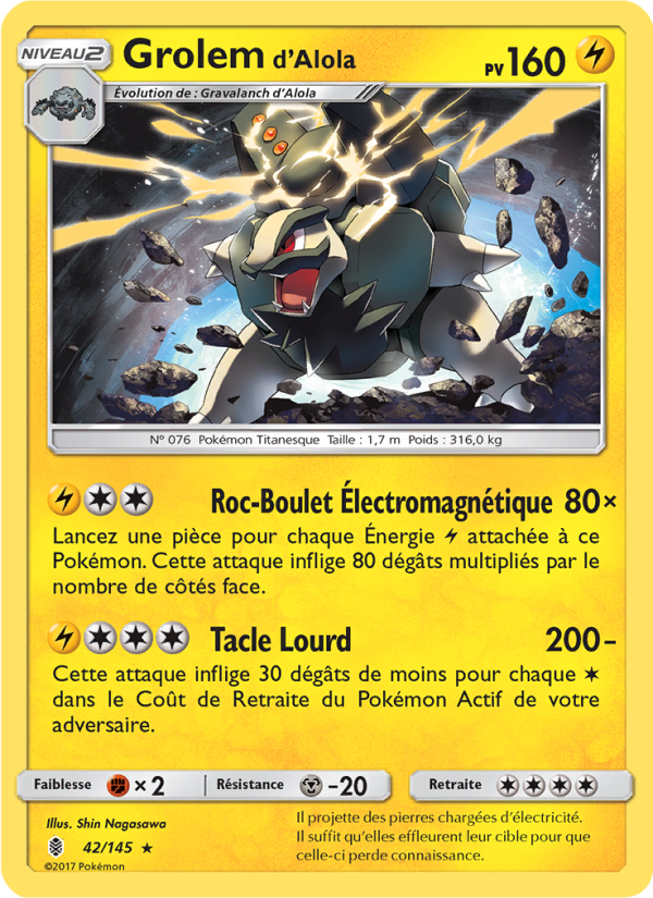 Grolem d’Alola 42 — Guardians Rising (French Pokémon TCG card)