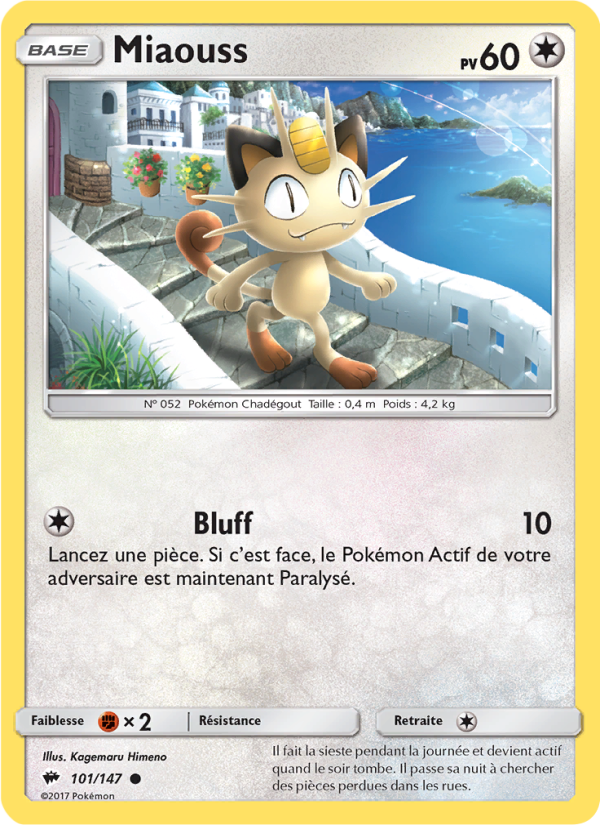 Miaouss 101 — Burning Shadows (French Pokémon TCG card)