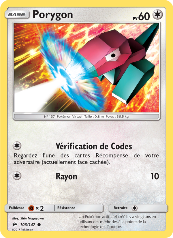 Porygon 103 — Burning Shadows (French Pokémon TCG card)