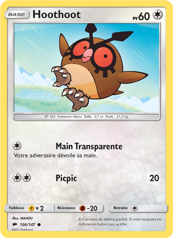 Hoothoot 106 — Burning Shadows (French Pokémon TCG card)