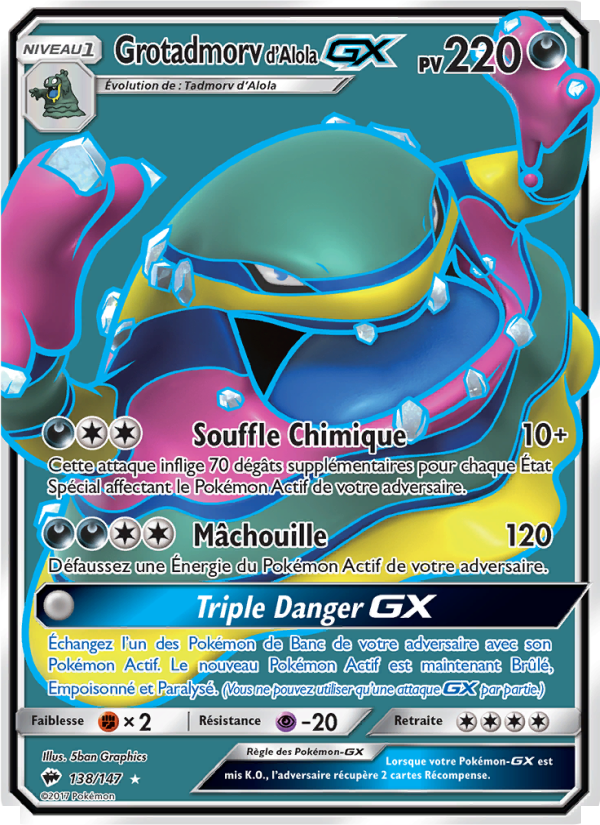 Grotadmorv d’Alola GX 138 — Burning Shadows (French Pokémon TCG card)