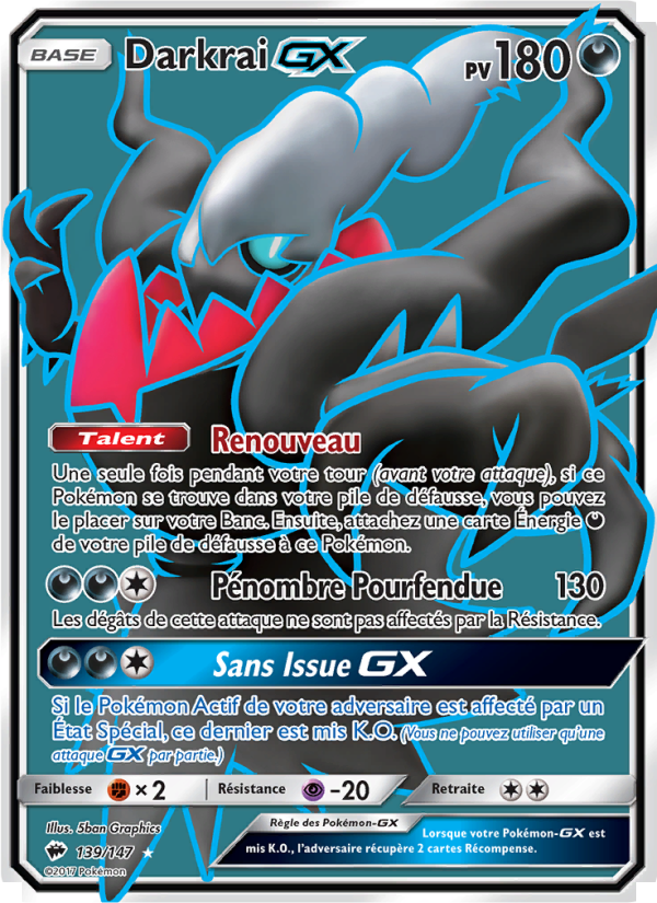 Darkrai GX 139 — Burning Shadows (French Pokémon TCG card)