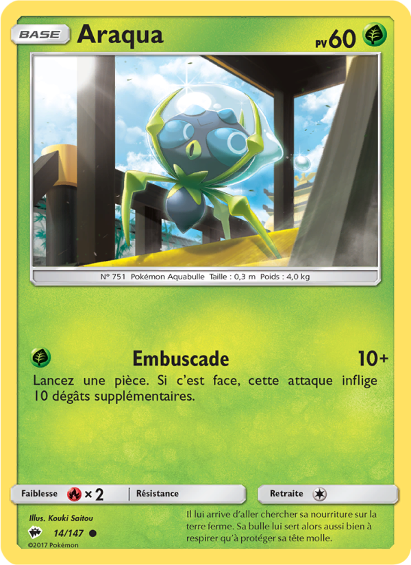 Araqua 14 — Burning Shadows (French Pokémon TCG card)