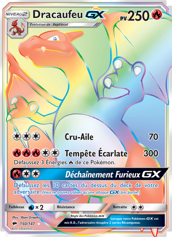 Dracaufeu GX 150 — Burning Shadows (French Pokémon TCG card)