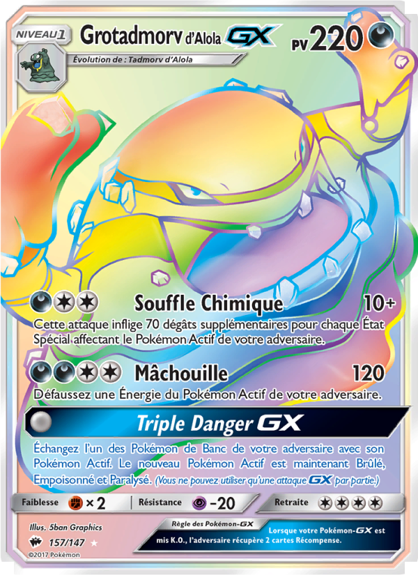 Grotadmorv d’Alola GX 157 — Burning Shadows (French Pokémon TCG card)