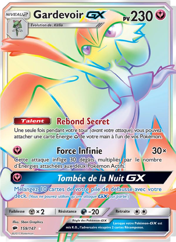Gardevoir GX 159 — Burning Shadows (French Pokémon TCG card)